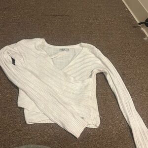 White Cropped Sweater Hollister